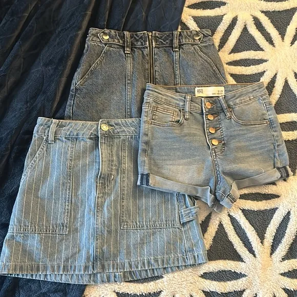 PacSun RSQ Tilly’s Denim Jean Mini Skirts Short 3 Piece Lot size 24