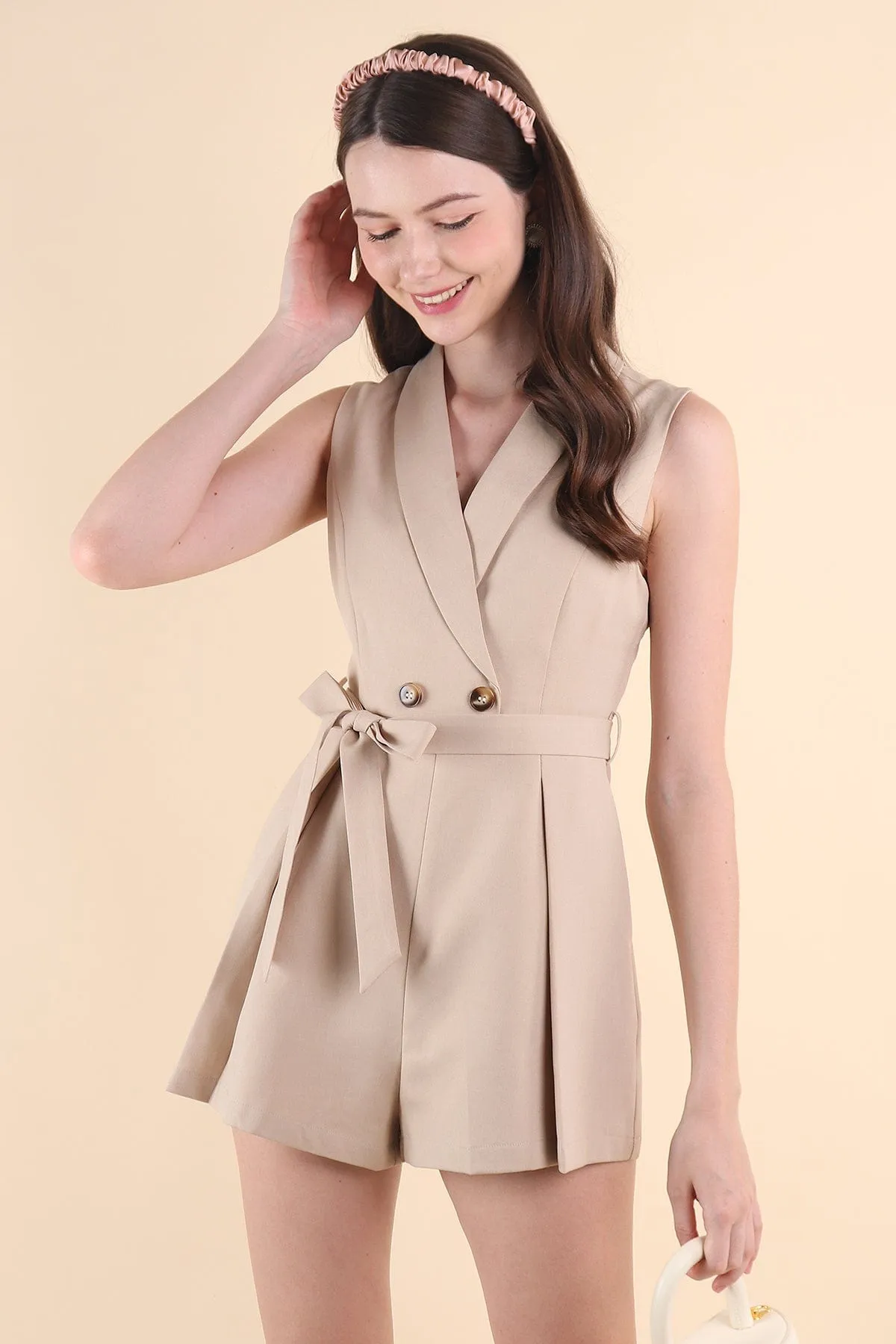PERLA TUX ROMPER IN ECRU