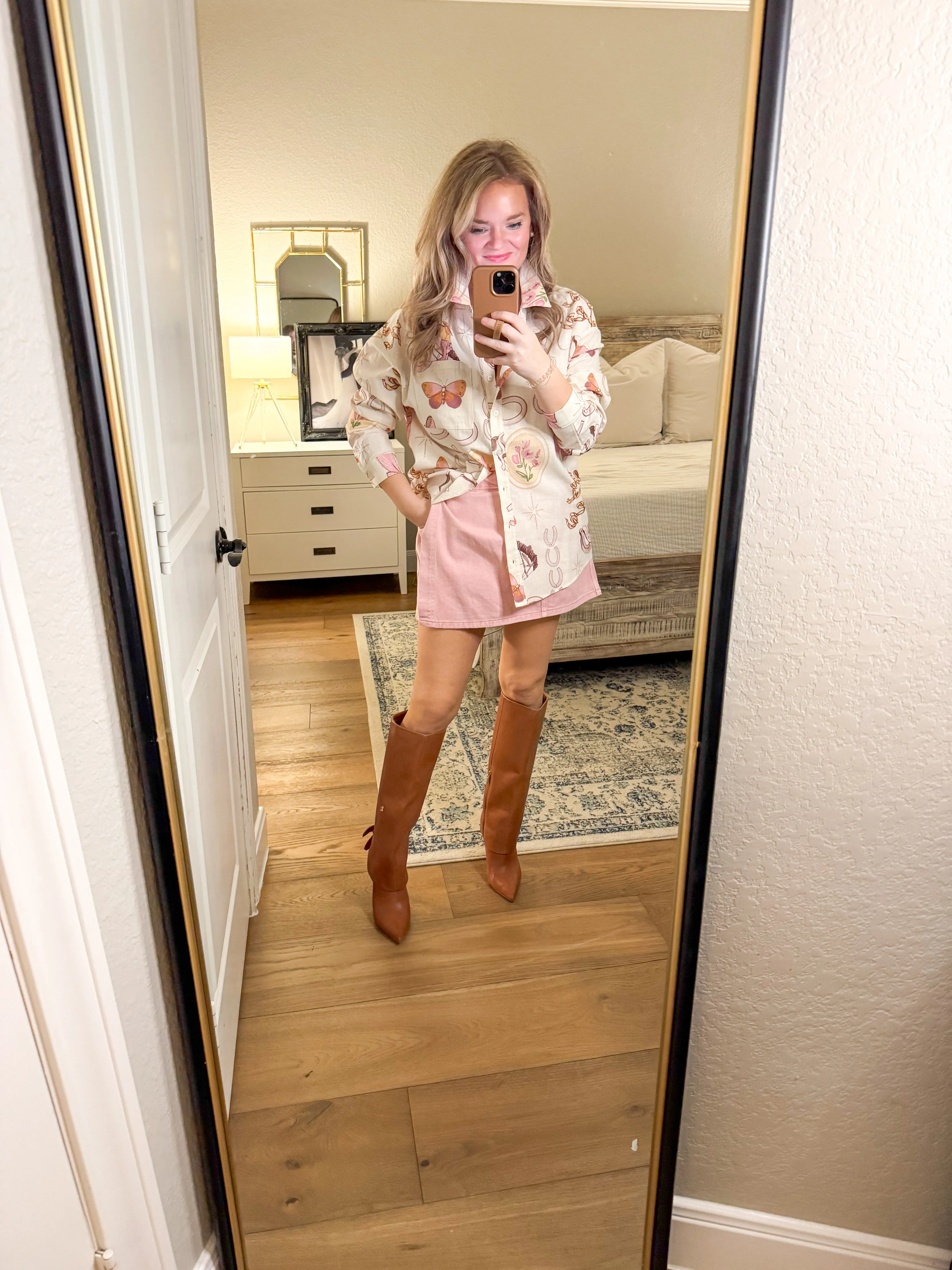 Pink Denim Skort