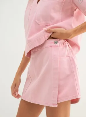 Pink Denim Skort