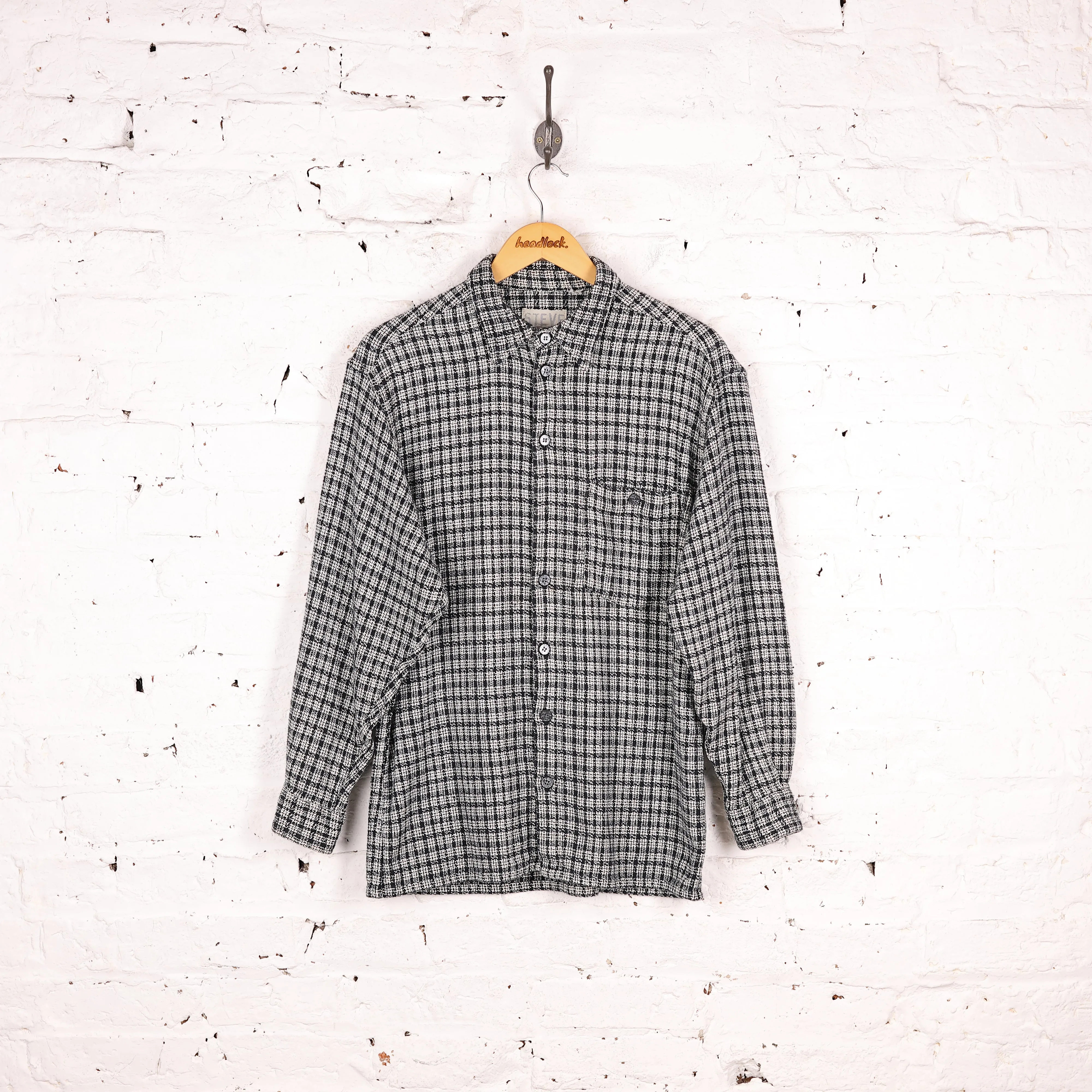 Plaid Check Shirt - Black - M