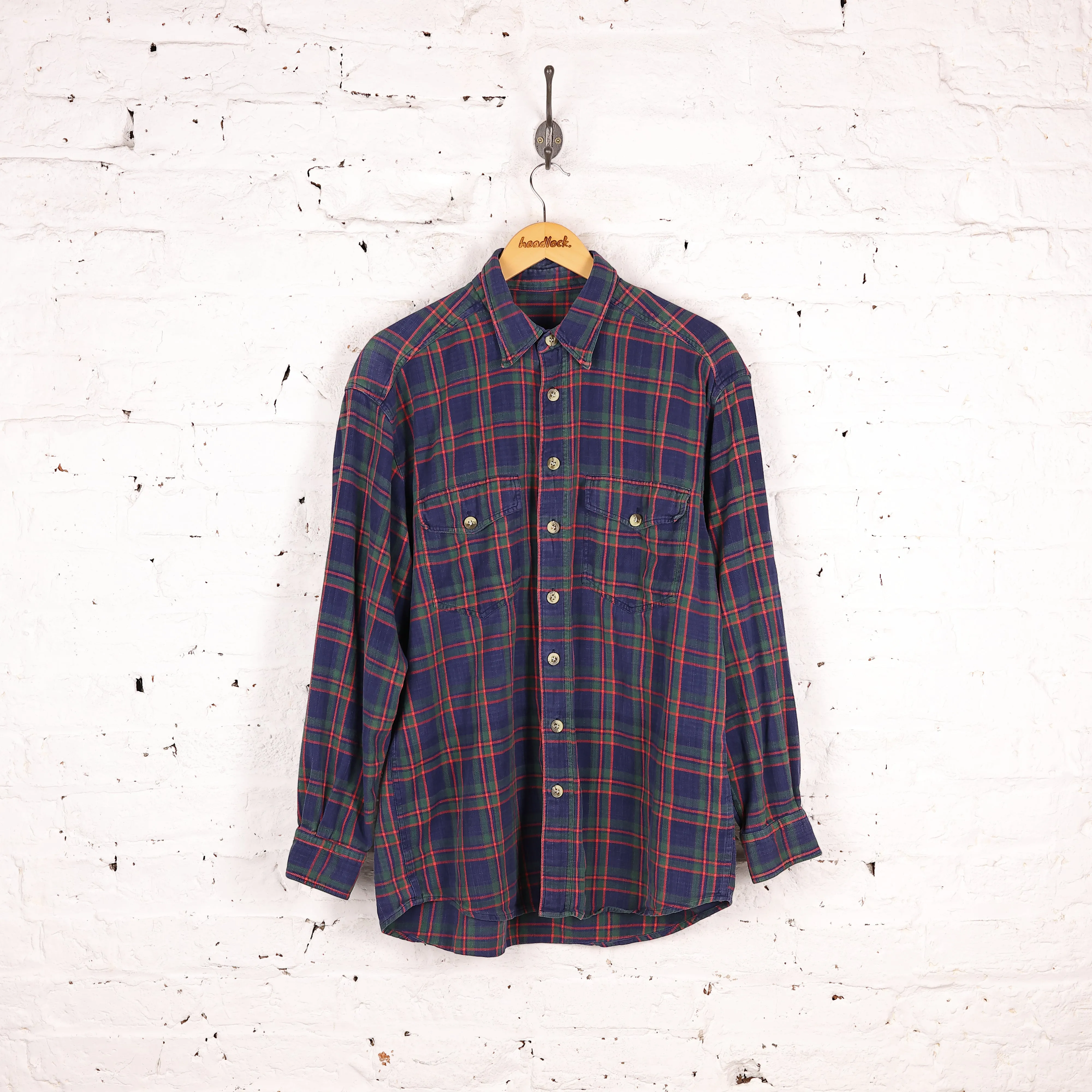 Plaid Check Shirt - Blue - L