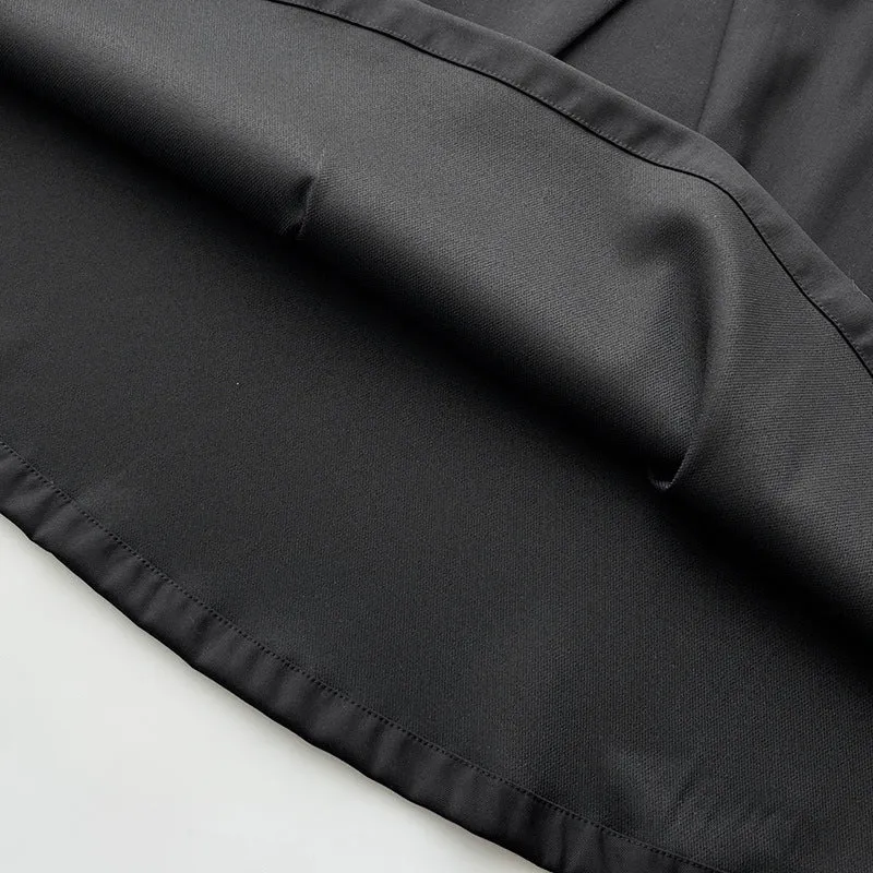 Pleated puffy black A-line skirt