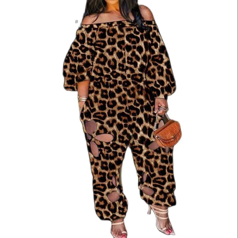Plus Size Women Jumpsuits Hollow Out One Piece Outfit