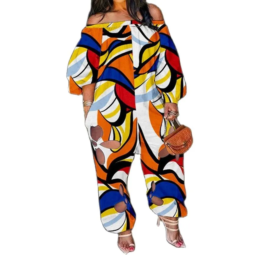 Plus Size Women Jumpsuits Hollow Out One Piece Outfit