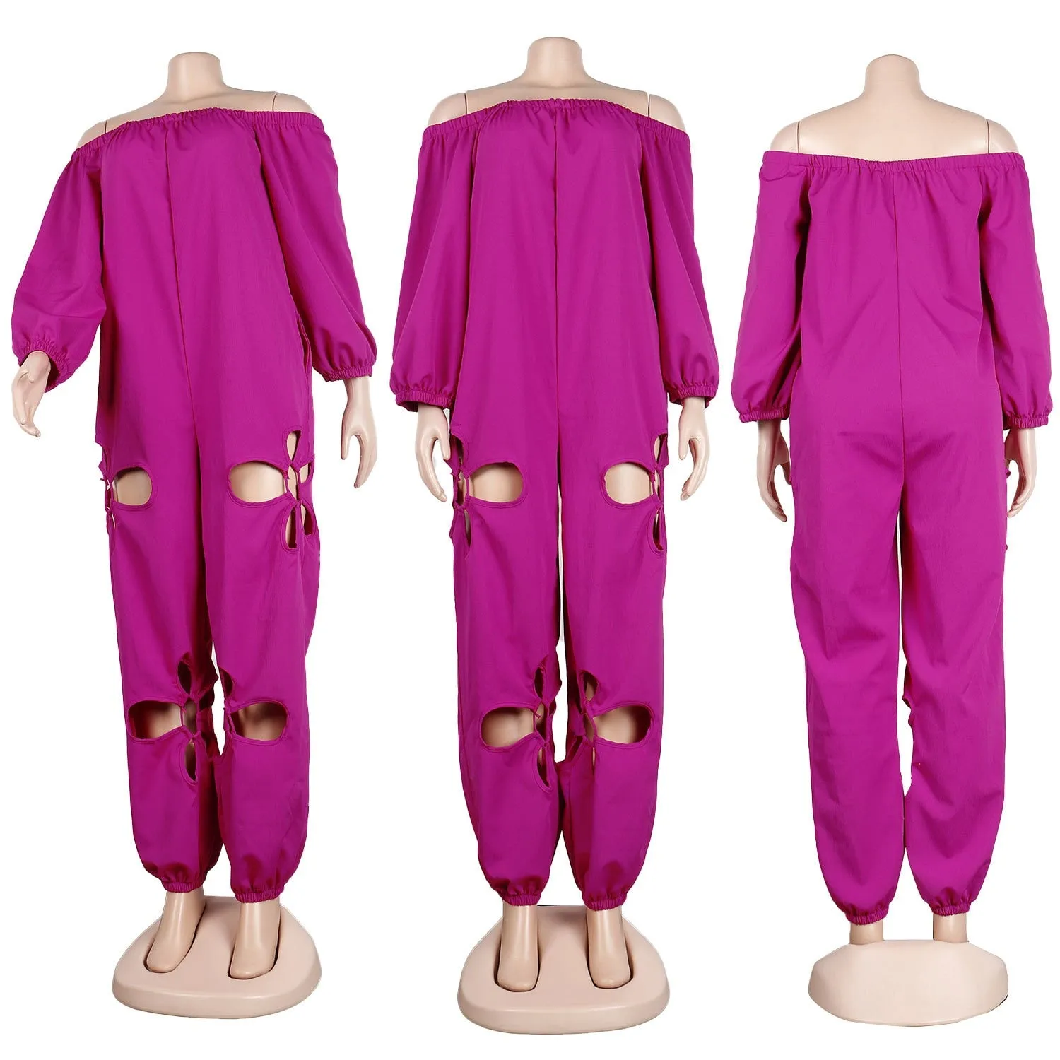 Plus Size Women Jumpsuits Hollow Out One Piece Outfit