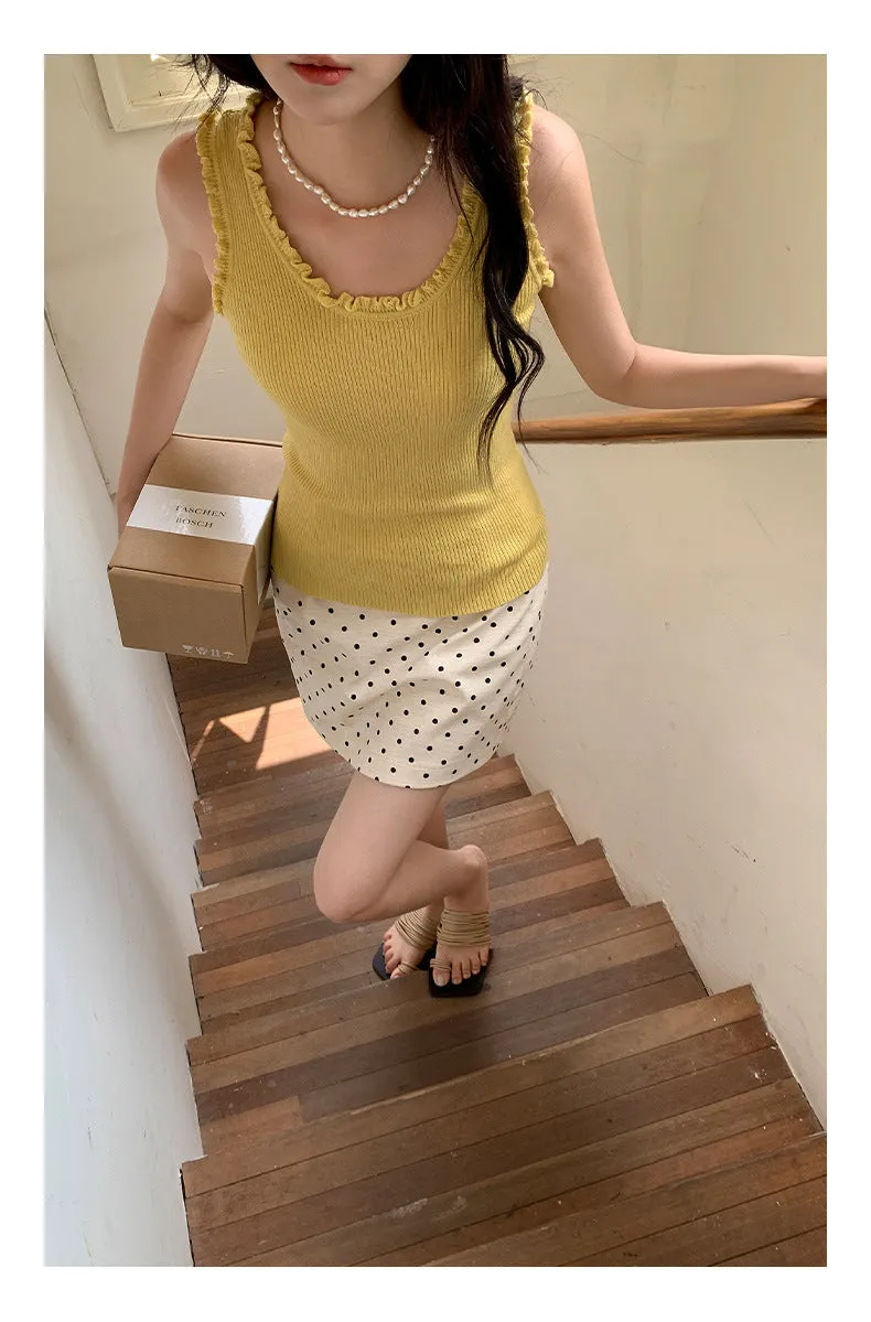 Polka  A-line Short Skirt
