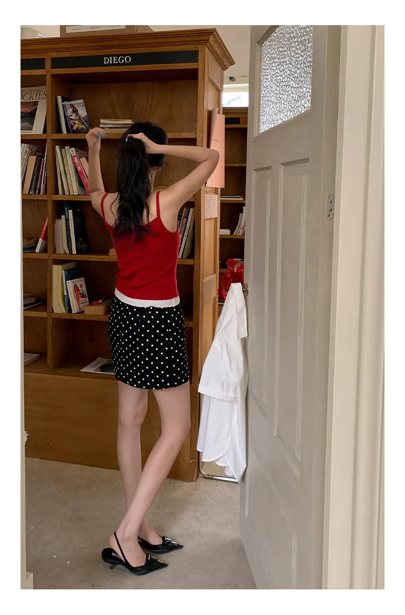 Polka  A-line Short Skirt