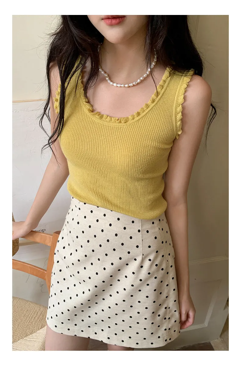 Polka  A-line Short Skirt