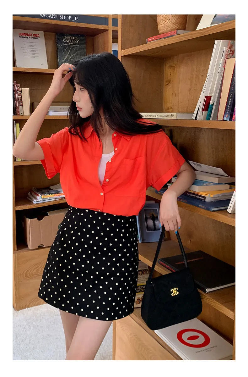 Polka  A-line Short Skirt