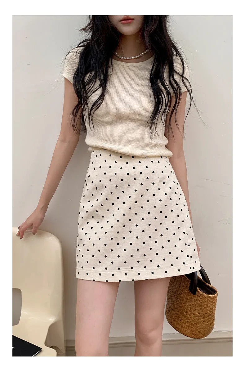 Polka  A-line Short Skirt