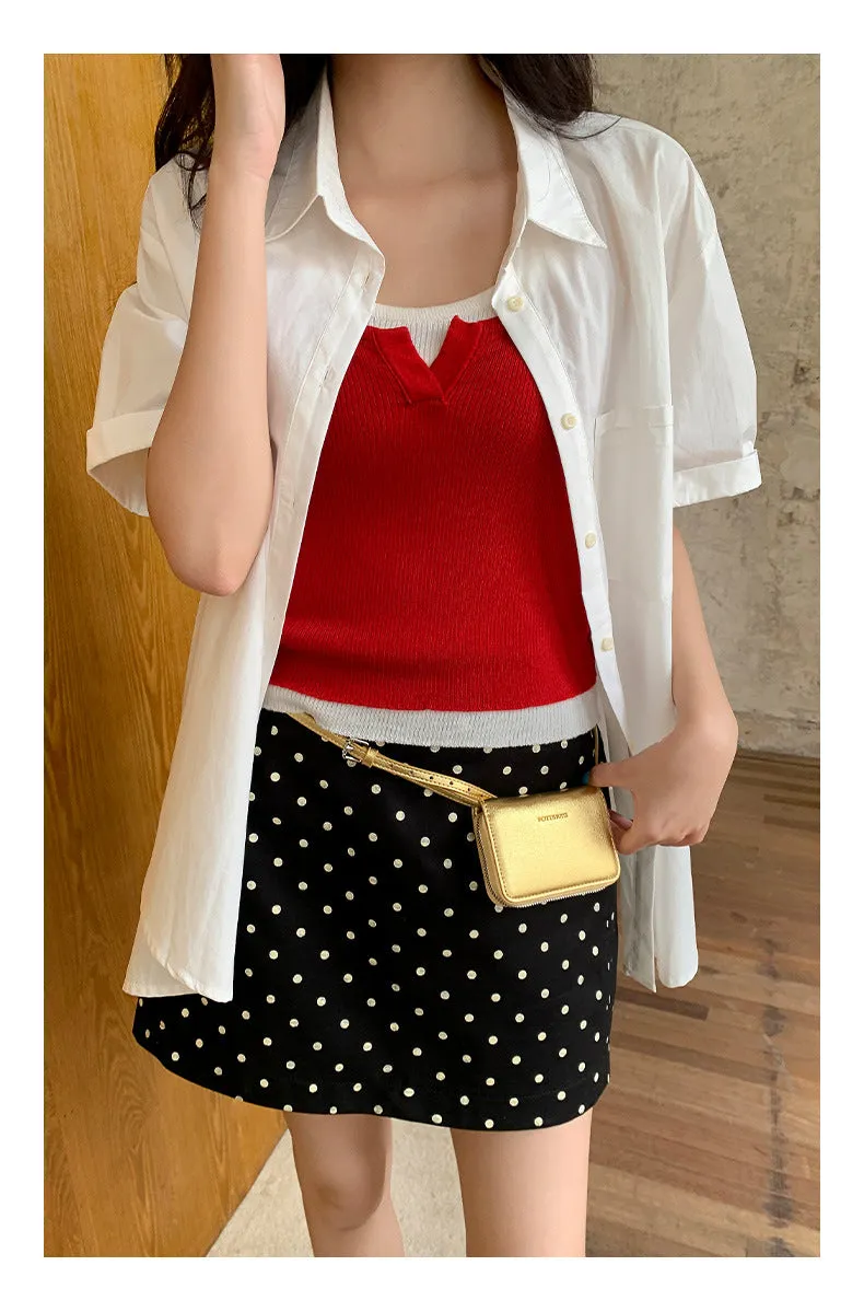 Polka  A-line Short Skirt