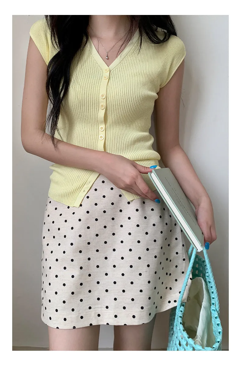 Polka  A-line Short Skirt