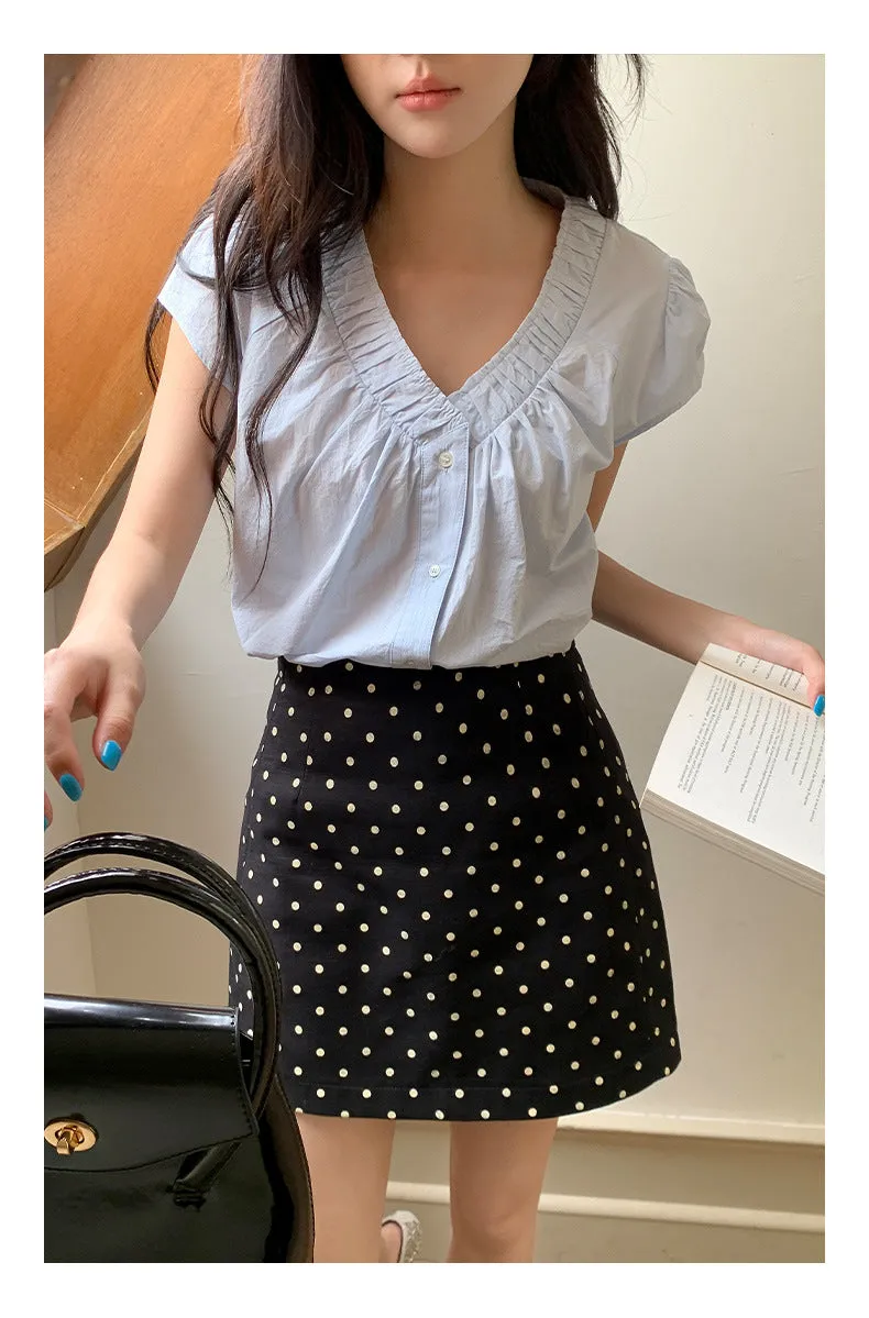 Polka  A-line Short Skirt