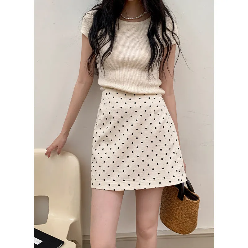 Polka  A-line Short Skirt