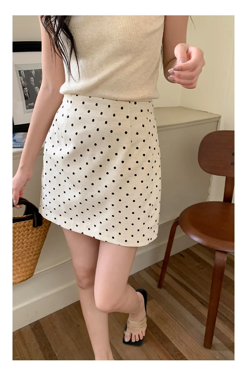 Polka  A-line Short Skirt