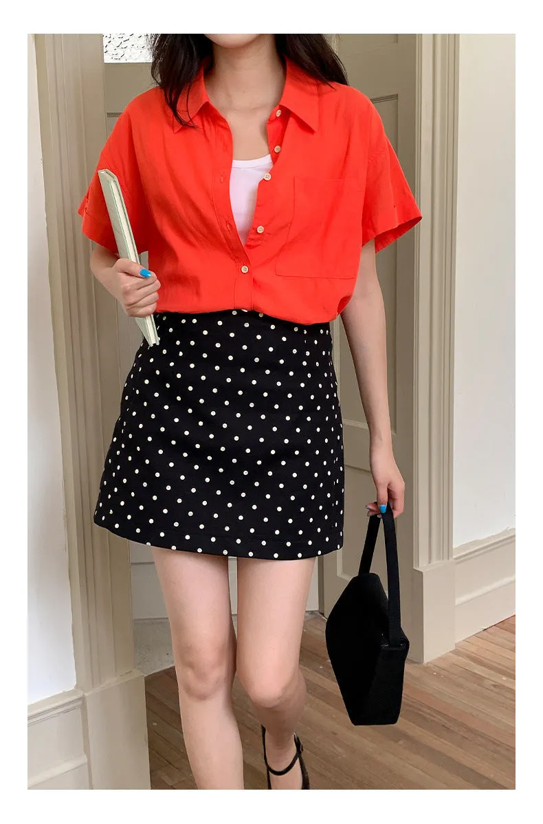 Polka  A-line Short Skirt