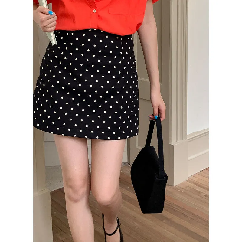 Polka  A-line Short Skirt