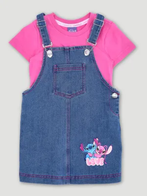 Pre-Girls Lilo & Stitch Tee & Denim Pinni Set - Denim