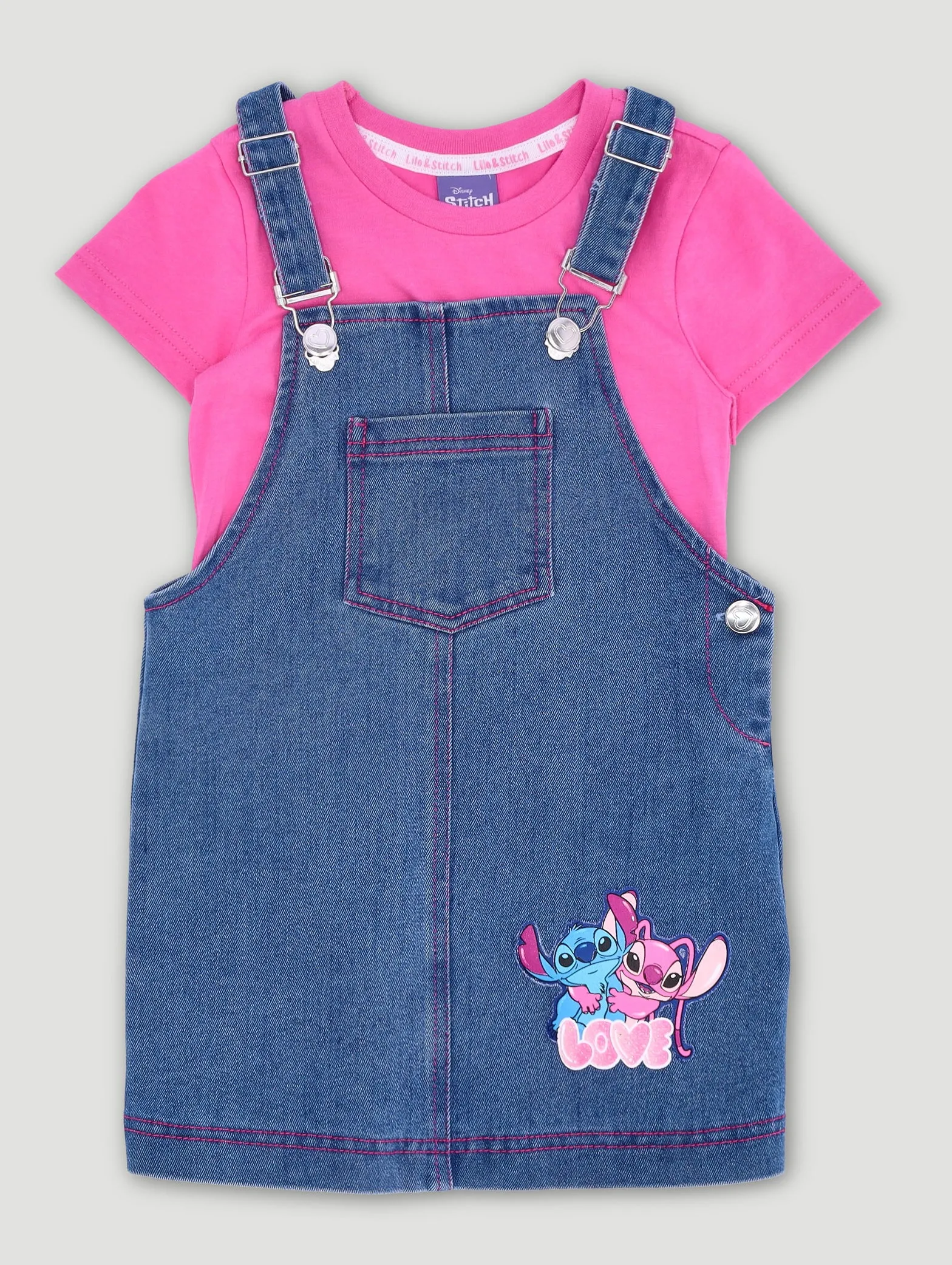 Pre-Girls Lilo & Stitch Tee & Denim Pinni Set - Denim