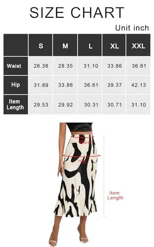 PRETTYGARDEN Women's 2024 Summer High Waist Printed A Line Pleated Skirts for Women Trendy Bodycon Midi Skirt Flared Hem