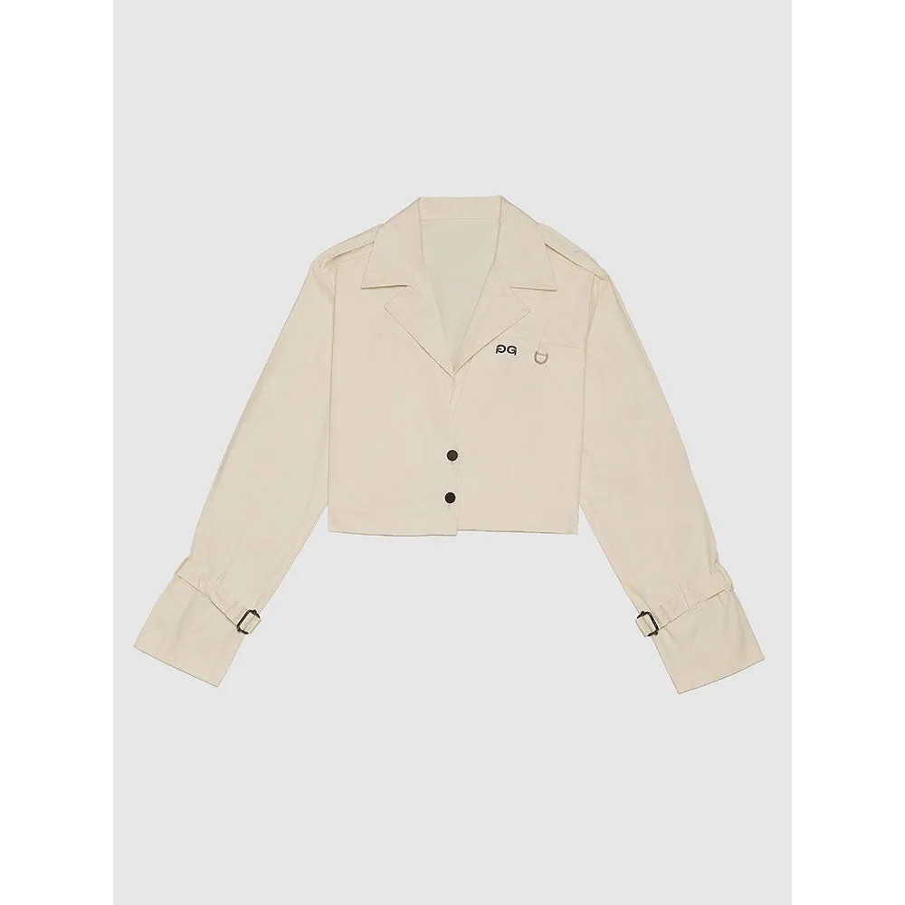 PRIMAL GRAY White Recycled Cotton Cropped Trench Jacket