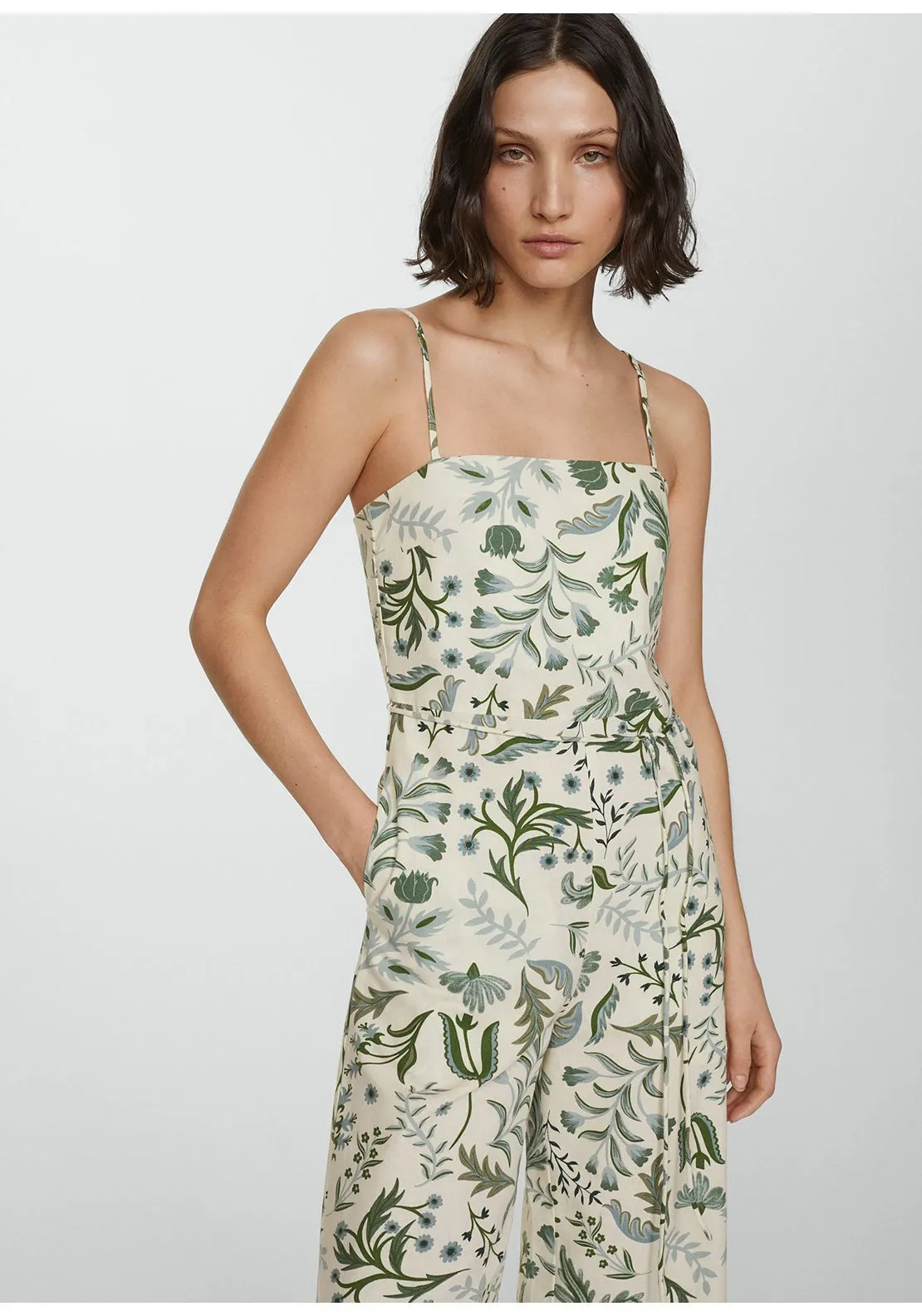 Printed jumpsuit with bow