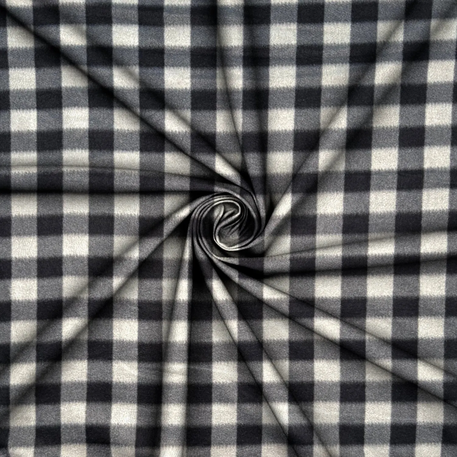 Printed Polar Fleece Check Black & Grey