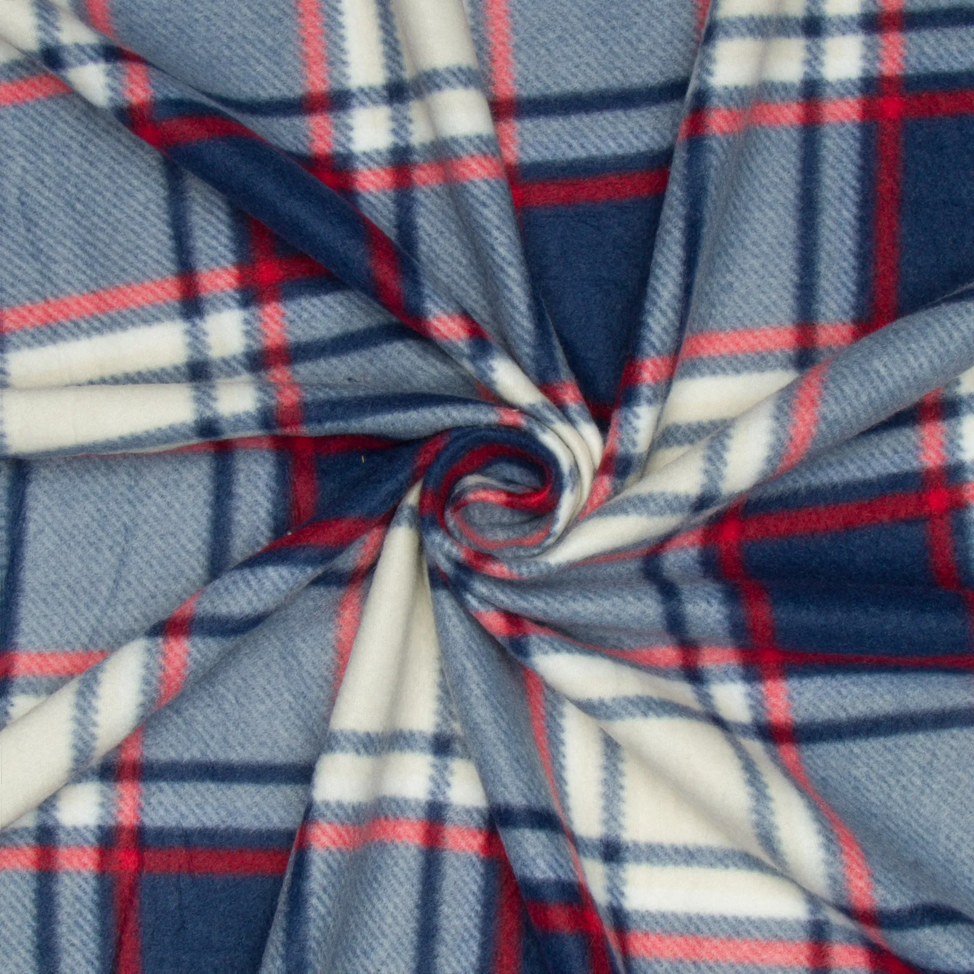 Printed Polar Fleece Check Red Blue
