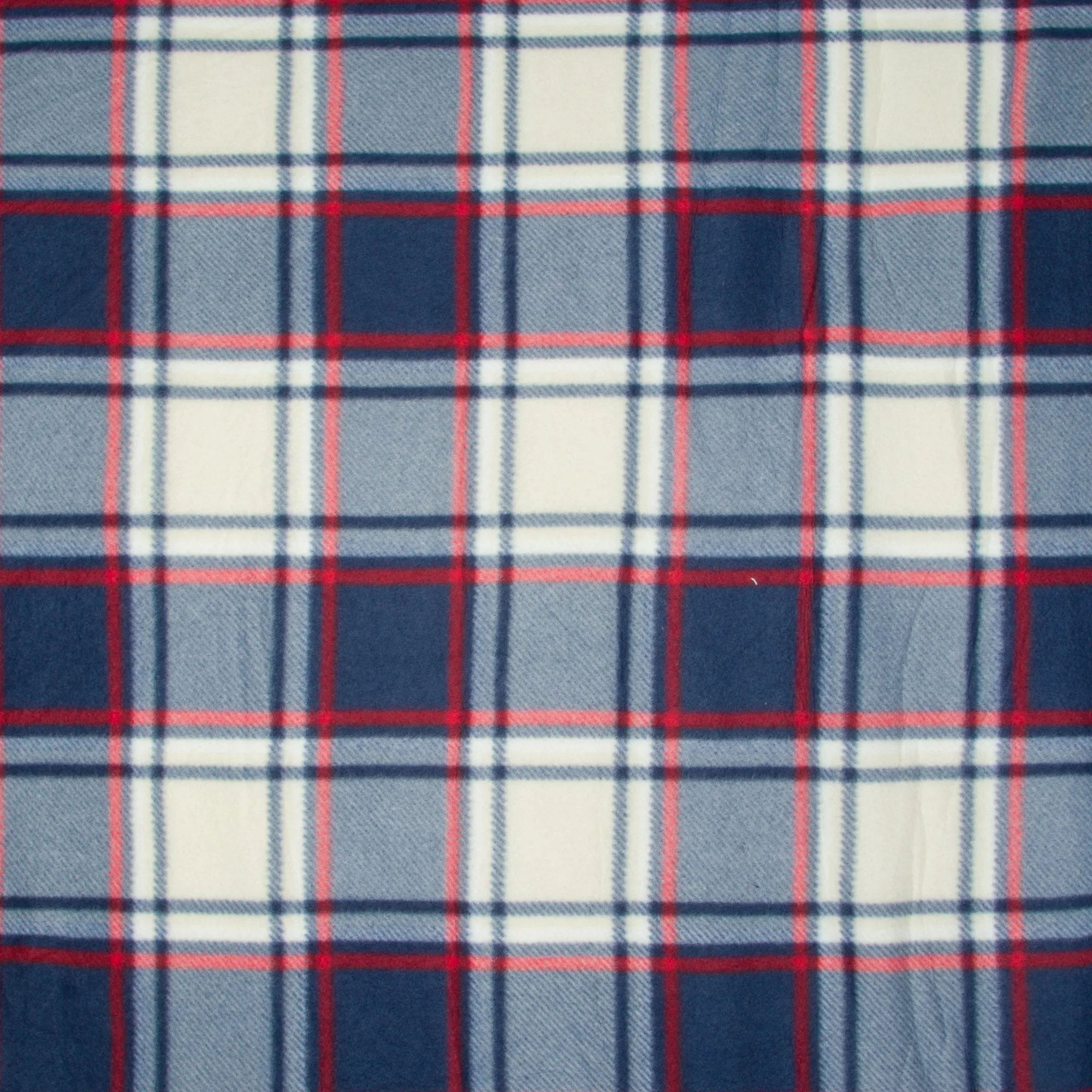 Printed Polar Fleece Check Red Blue