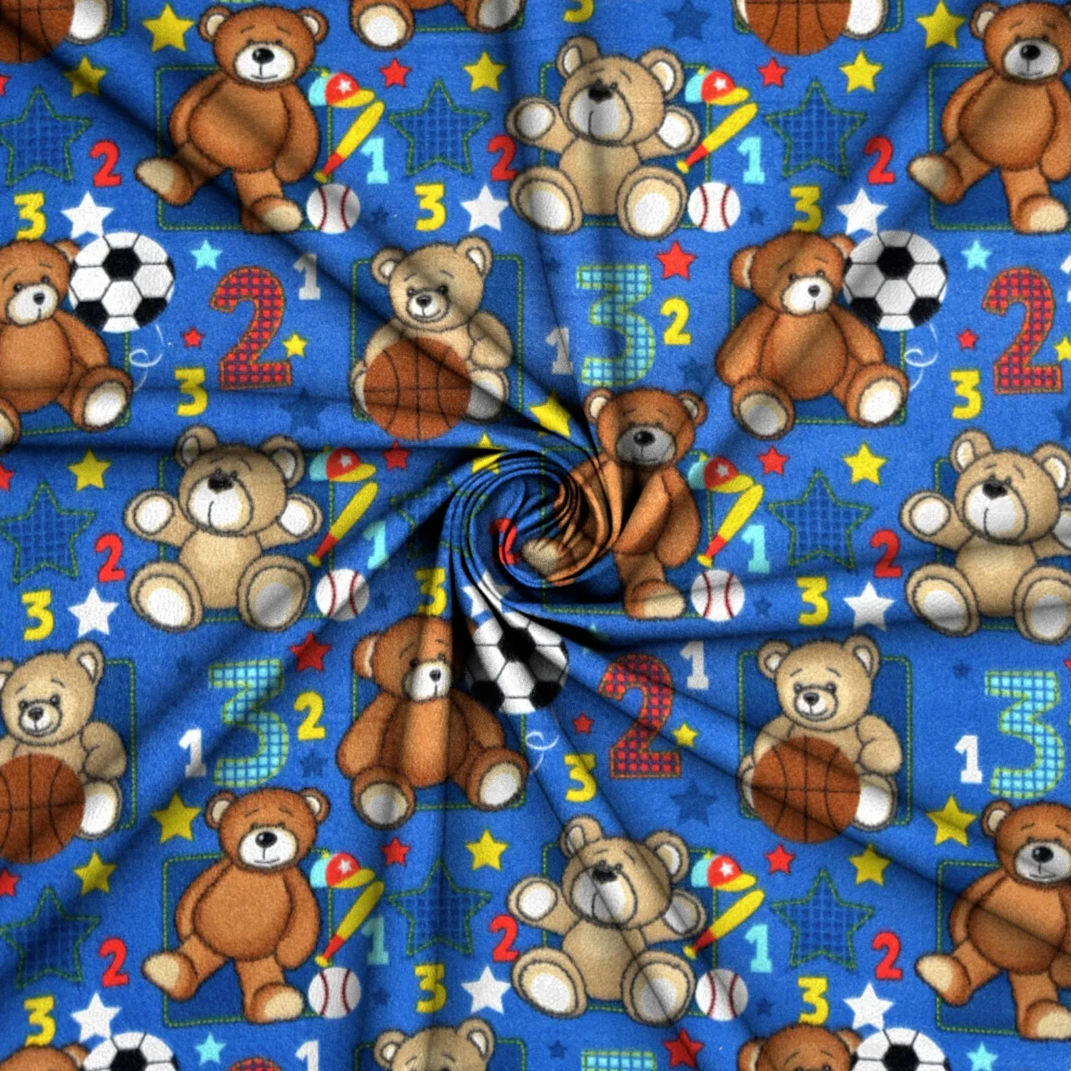 Printed Polar Fleece Teddy Indigo
