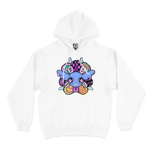 "Divine Blossom" Fleece Hoodie White