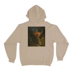 "Late Night Smoker" Fleece Hoodie Beige/Khaki