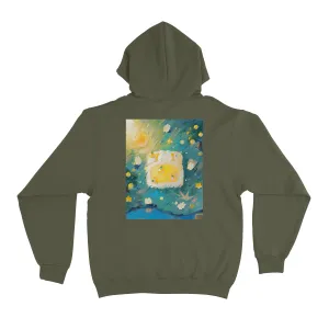 "Moon Bunny" Fleece Hoodie Khaki