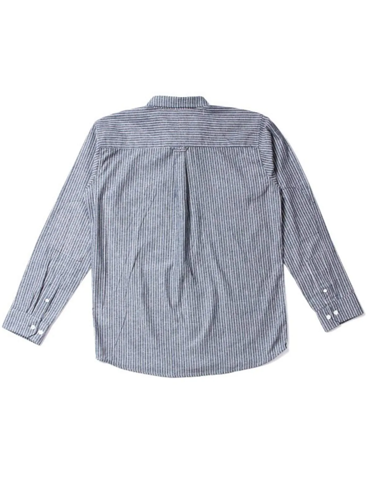 Qutn Work Shirt II Grey Striped Chambray