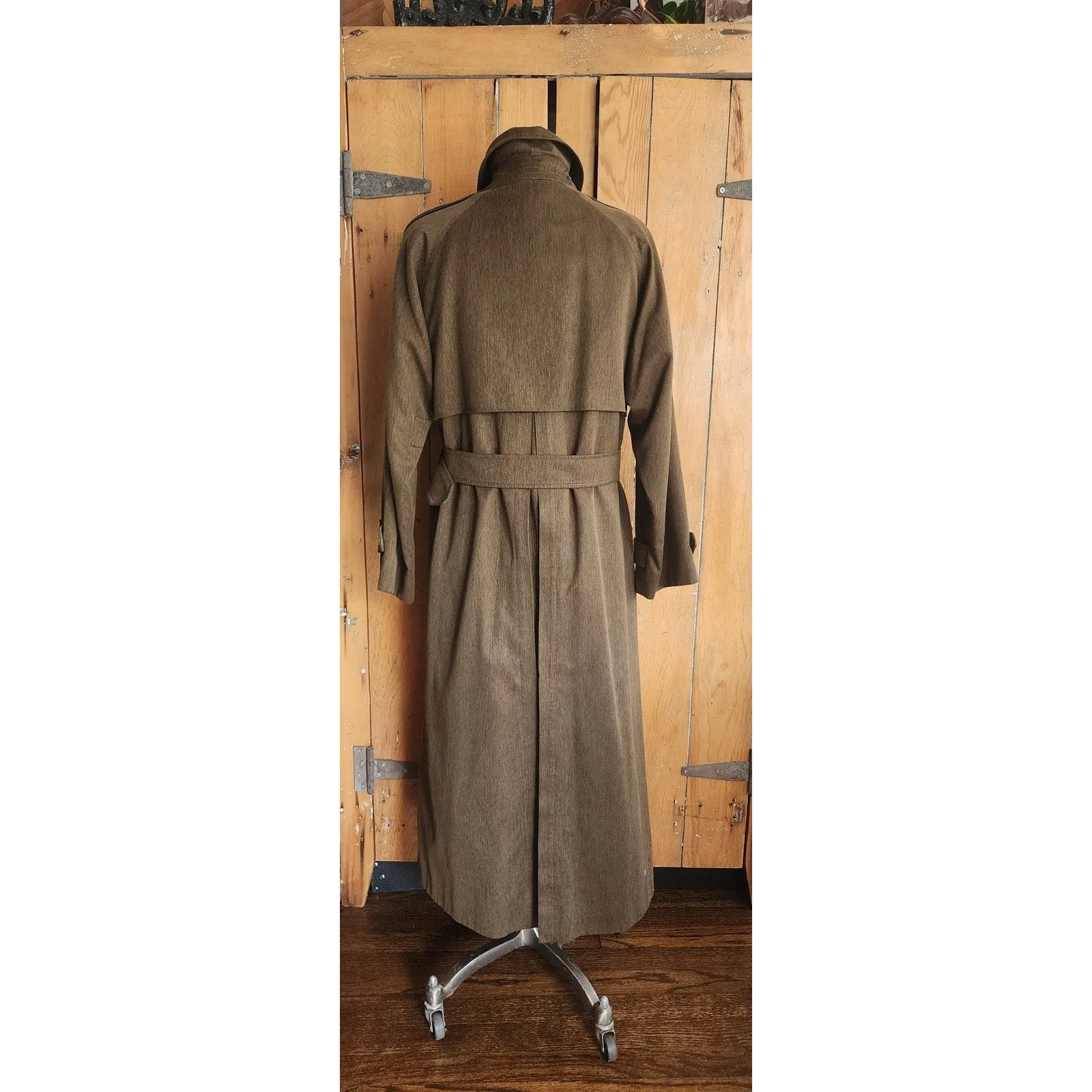 RARE 80s Ladies Coat Burberrys Green Wool Double Breasted