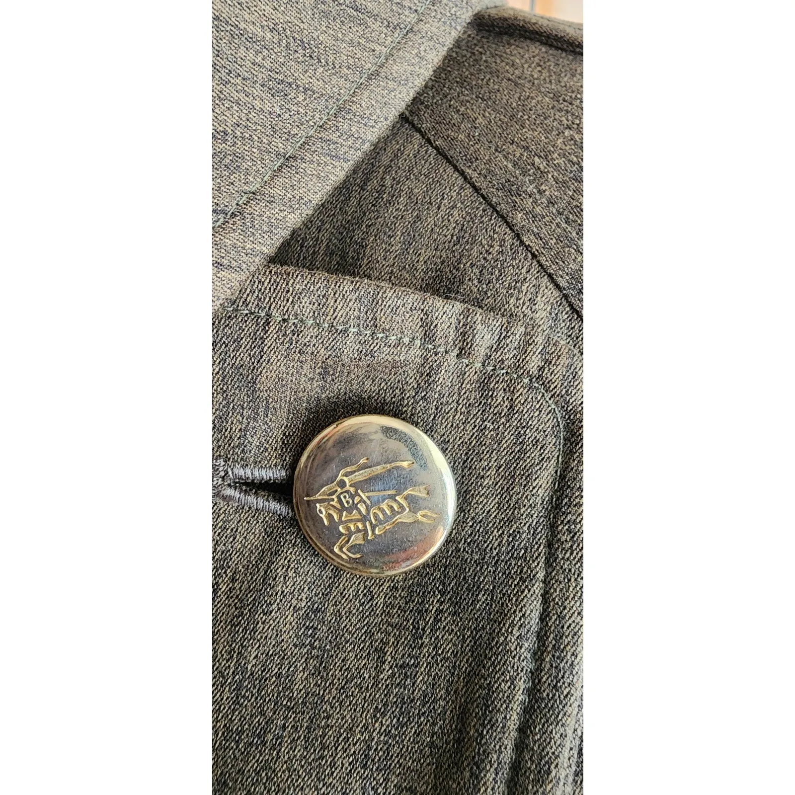 RARE 80s Ladies Coat Burberrys Green Wool Double Breasted