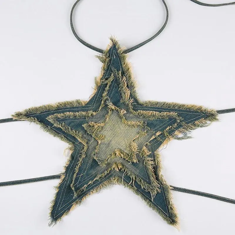Real Life Denim Raw Star Halter Top