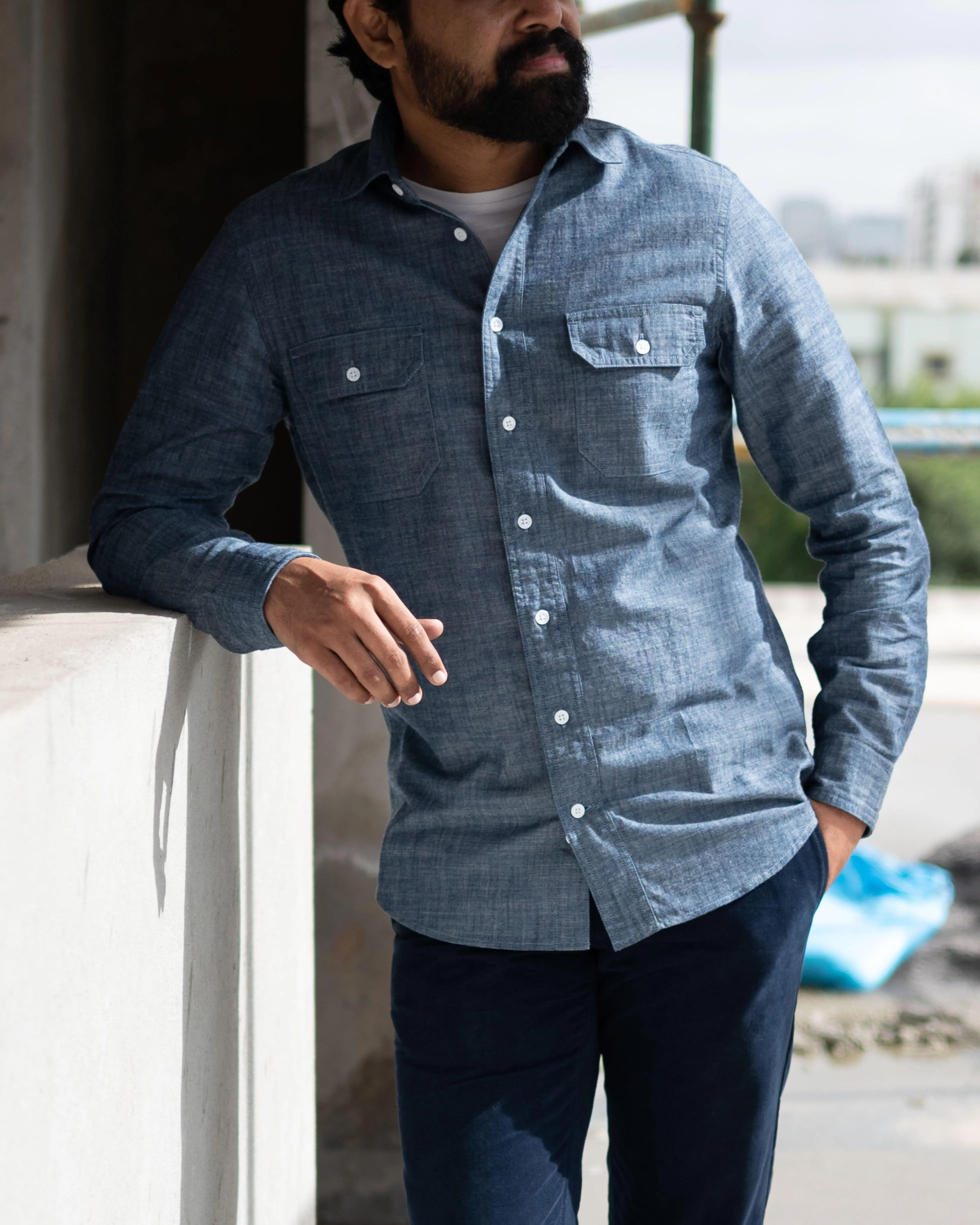 Reno in Indian Chambray