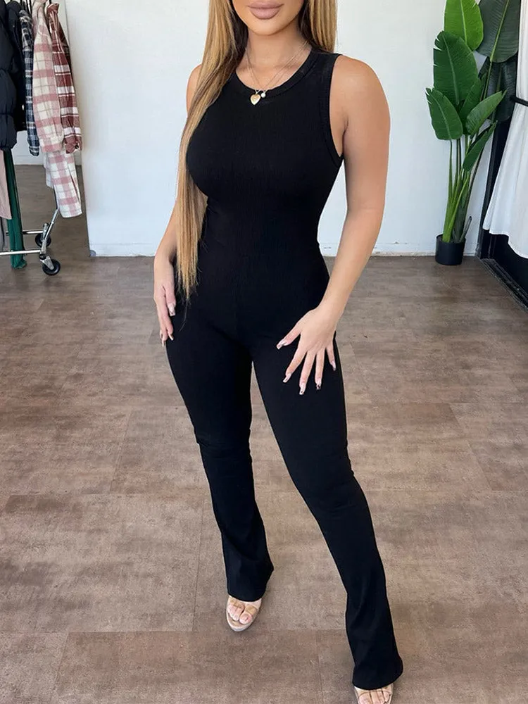 Ribbed Sleeveless Jumpsuit