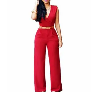 Rompers Womens Jumpsuit Sleeveless V Neck Bodycon Trousers Solid Casual Playsuits Bodysuit Overalls Clubwear
