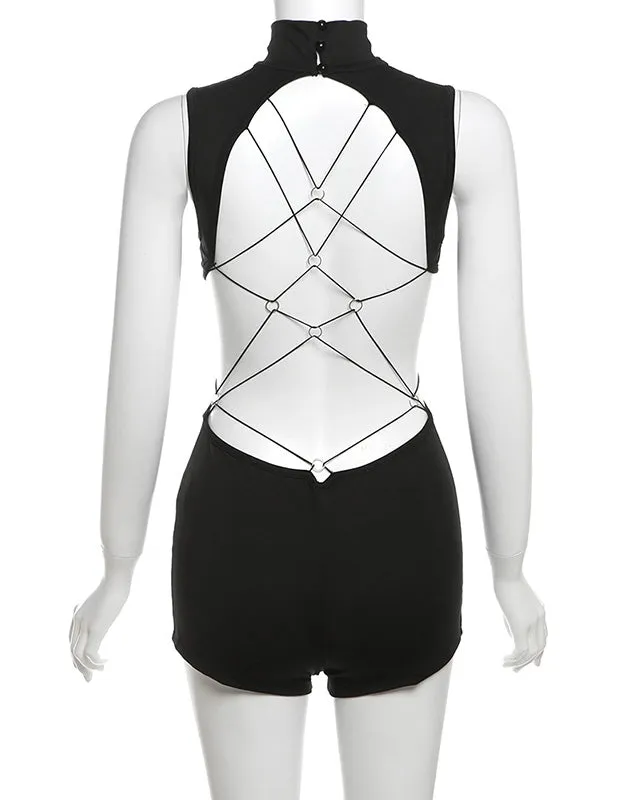 Round Neck Cutout Butt Lifting Backless Jumpsuit