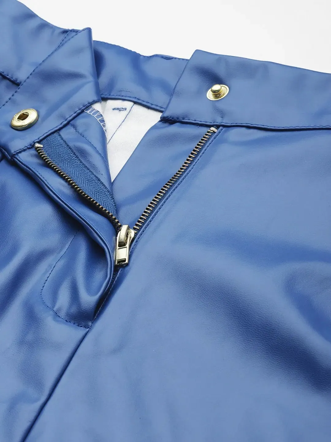 Royal Blue PU A-Line Skirt