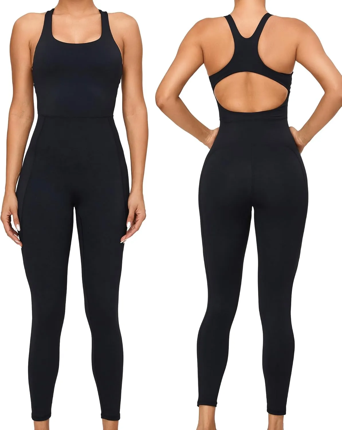 RUNNING GIRL One Piece Jumpsuits for Women Tummy Control，Workout Romper Sleeveless Jumpsuits Pilates Outfits for Women
