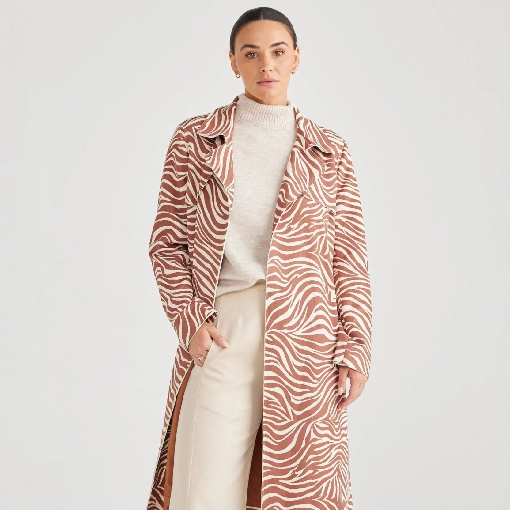 Safari Trench Tan Zebra