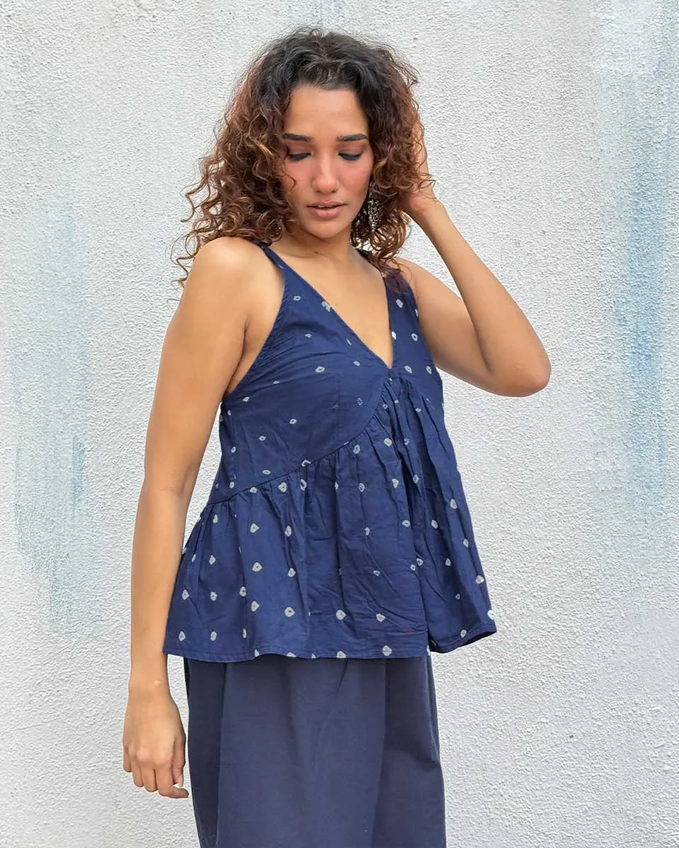 Sapphire Spell Bandhej Cotton Top