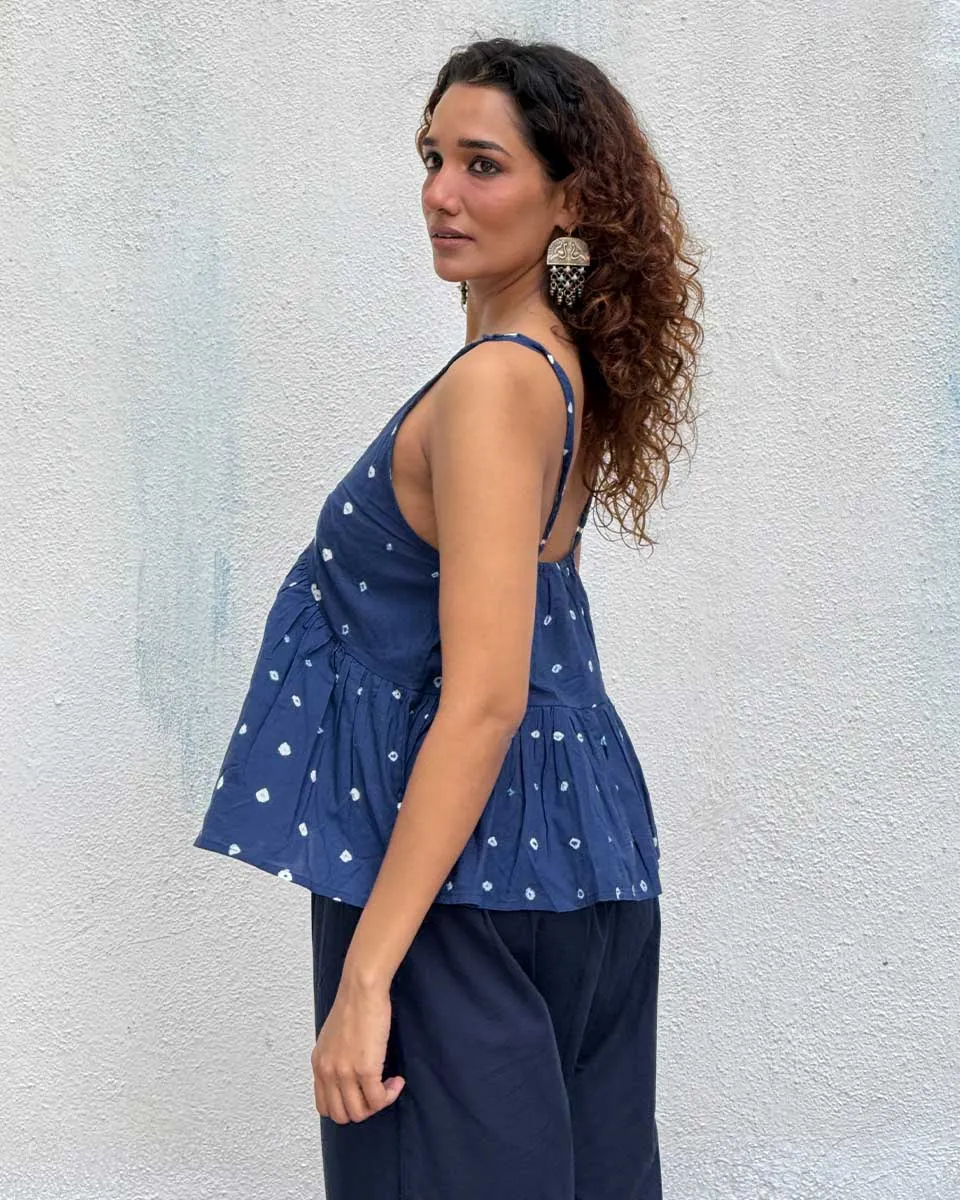 Sapphire Spell Bandhej Cotton Top