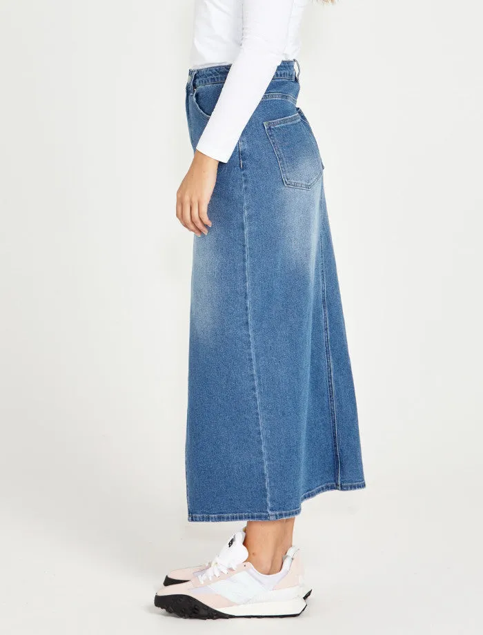 Sass Emerald Denim Maxi Skirt | 80 Wash