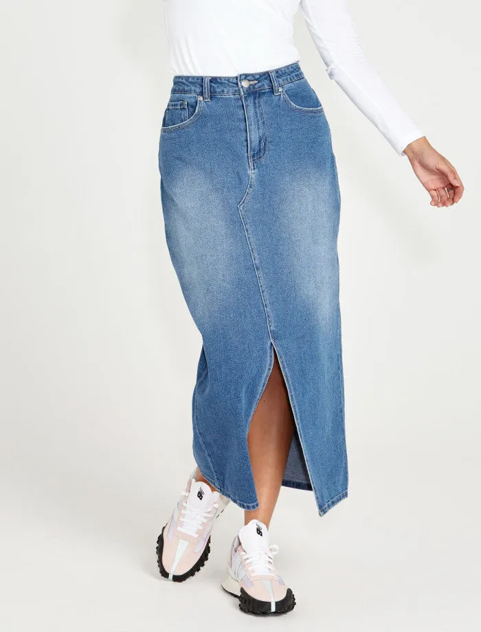 Sass Emerald Denim Maxi Skirt | 80 Wash