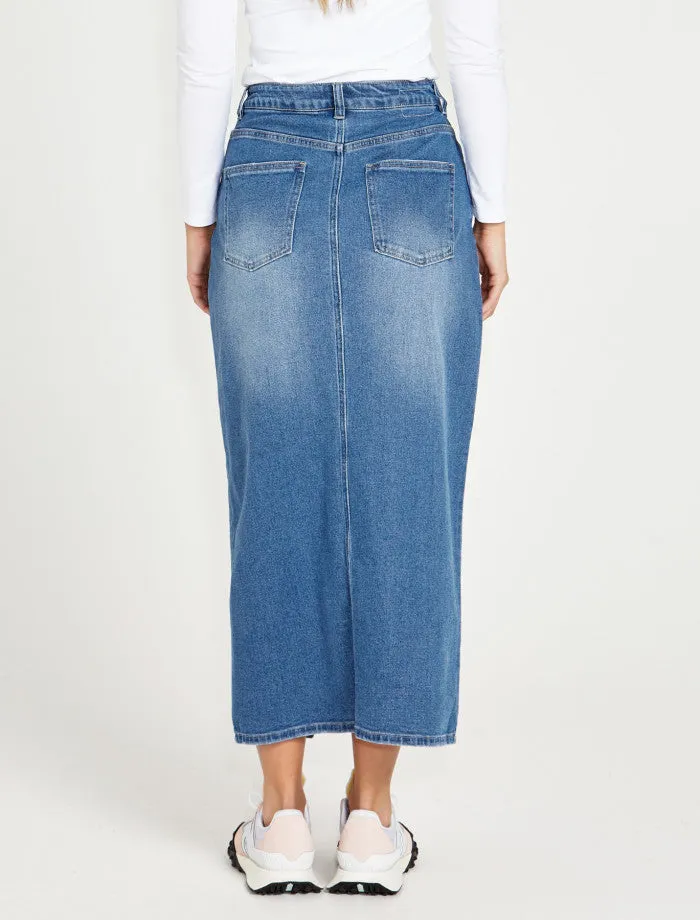 Sass Emerald Denim Maxi Skirt | 80 Wash
